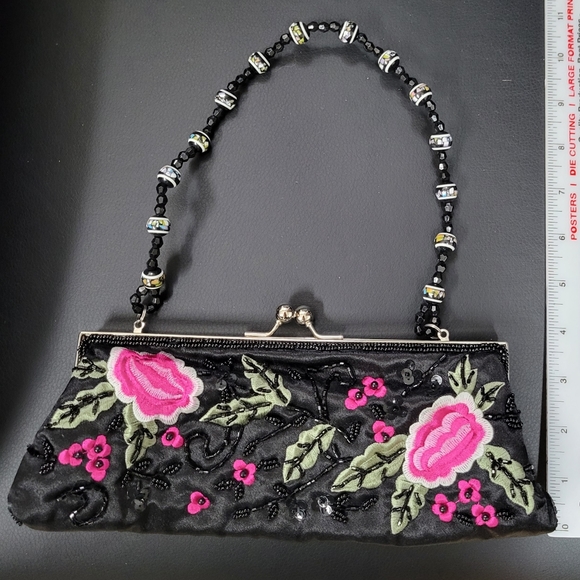 Satin Beaded Clutch / Cossbody/ Evening bag - Picture 2 of 8